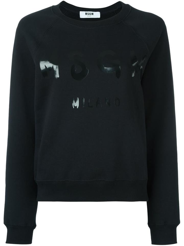 Msgm Logo Print Sweatshirt, Women's, Size: Medium, Black, Cotton