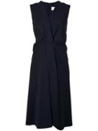 Maison Margiela Pinstripe Drapery Dress, Women's, Size: 42, Blue, Virgin Wool/acetate/polyamide/silk