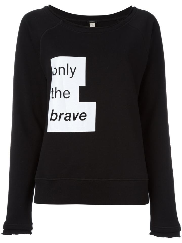 Diesel - Motto Print Sweatshirt - Women - Cotton/polyester - L, Black, Cotton/polyester