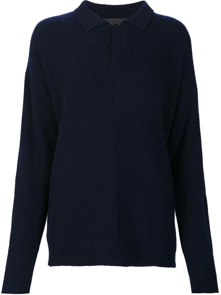 The Elder Statesman Front Plaket Pullover - Blue