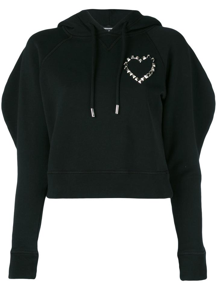 Dsquared2 - Cropped Hooded Sweatshirt - Women - Cotton - M, Black, Cotton