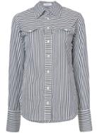 Tome Pinstripe Shirt With Chest Cutouts - Black
