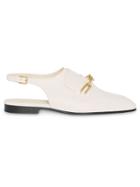Burberry Link Detail Leather Slingback Loafers - White