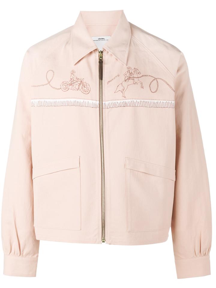 Visvim Logo Embroidered Bowling Jacket - Pink & Purple
