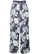 Loveless Floral Printed Flared Trousers - Blue