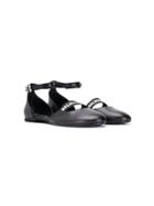 Balmain Kids Teen Logo Print Ballerinas - Black