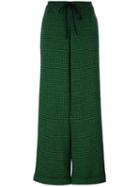 Ultràchic Houndstooth Tie Waist Palazzo Pants, Women's, Size: 40, Green, Polyester/spandex/elastane/wool