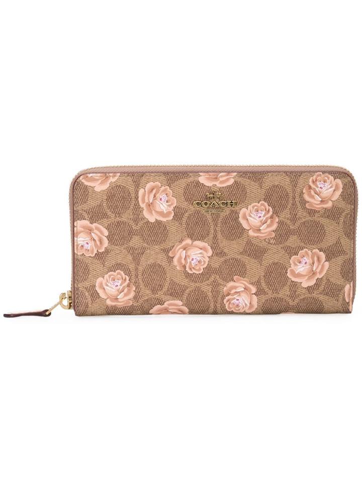 Coach Rose Print Accordion Wallet - Brown