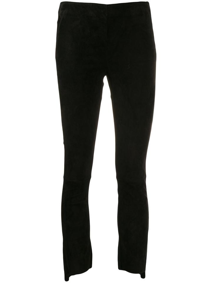 Salvatore Santoro Skinny Suede Trousers - Black