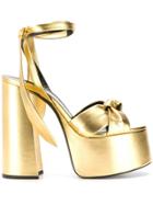 Saint Laurent Paige Platform Sandals - Gold