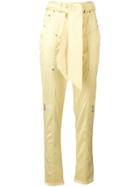 Talbot Runhof Belted Tapered Trousers - Yellow