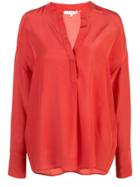 Vince Tunic V-neck Blouse - Red