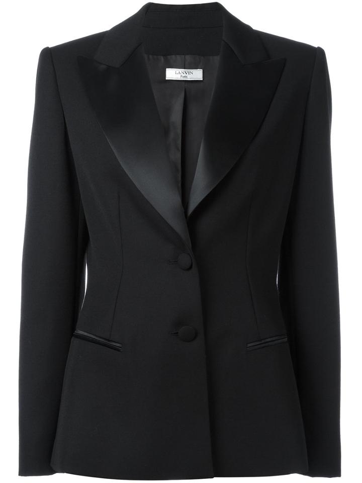Lanvin Peaked Lapel Fitted Blazer, Women's, Size: 38, Black, Wool/viscose/acetate