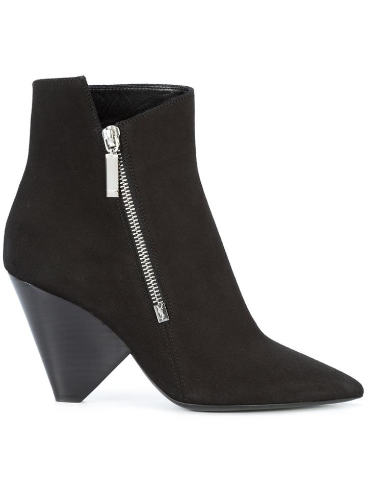 Saint Laurent Asymmetric Ankle Boots - Black