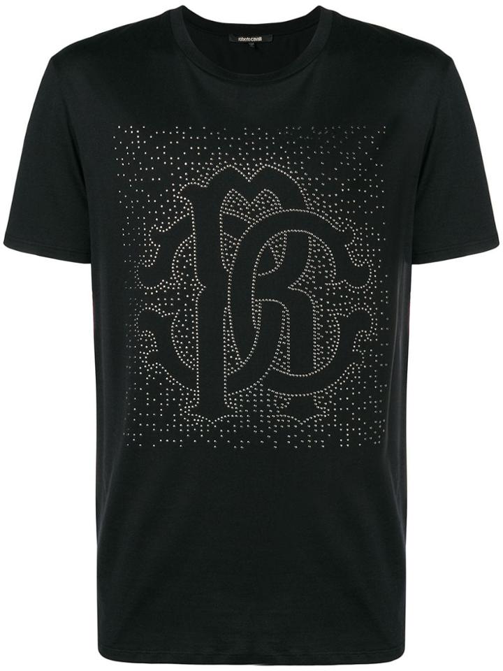 Roberto Cavalli Studded Heraldic Style Logo T-shirt - Black
