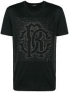 Roberto Cavalli Studded Heraldic Style Logo T-shirt - Black