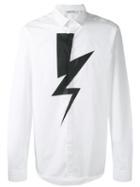 Neil Barrett Lightning Bolt Shirt, Men's, Size: 43, White, Cotton