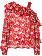 Derek Lam 10 Crosby One-shoulder Ruffle Bouquet Floral Print