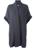 N.peal Trim Detail Shortsleeved Cardigan, Women's, Size: Medium, Grey, Rabbit Fur/cashmere