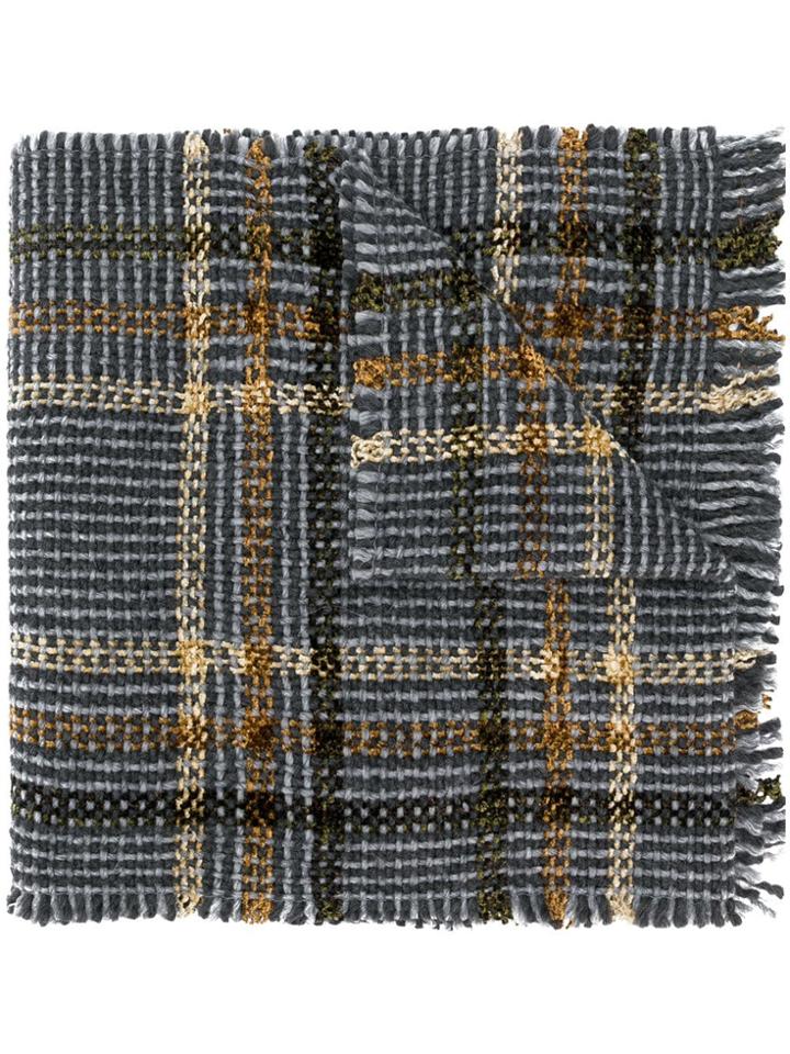Faliero Sarti Check Knitted Scarf - Grey