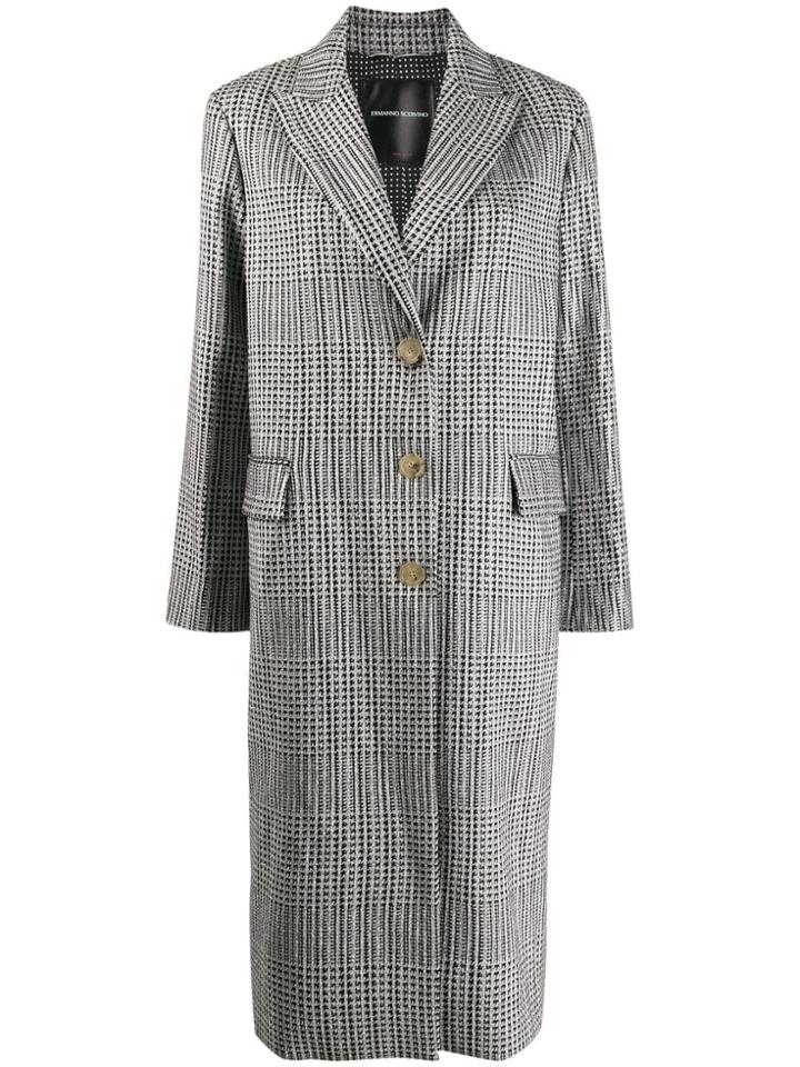 Ermanno Scervino Glittered Houndstooth Coat - Black