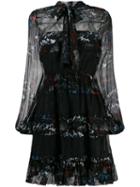 Pinko Printed Pussybow Dress - Black