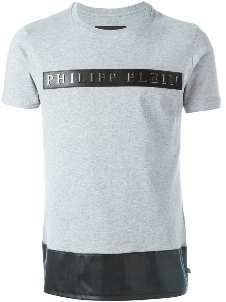 Philipp Plein 'let's Try' T-shirt, Men's, Size: Medium, Grey, Cotton/leather/polyester/polyurethane