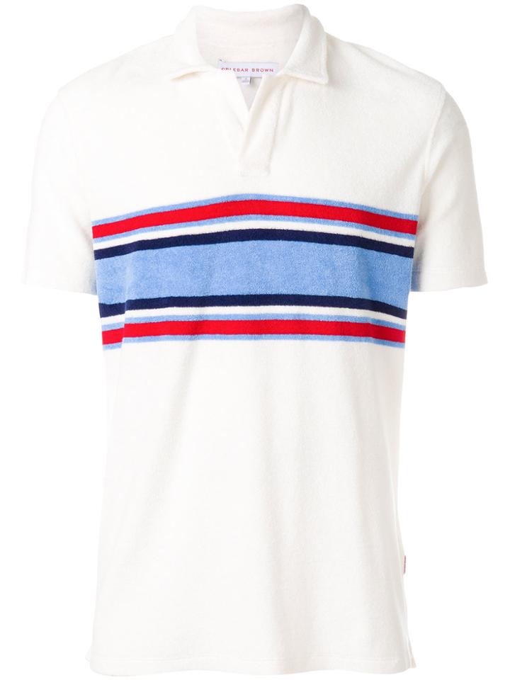 Orlebar Brown Terry Striped Polo Shirt - White