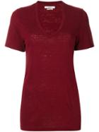 Isabel Marant Étoile - V-neck T-shirt - Women - Linen/flax - S, Red, Linen/flax
