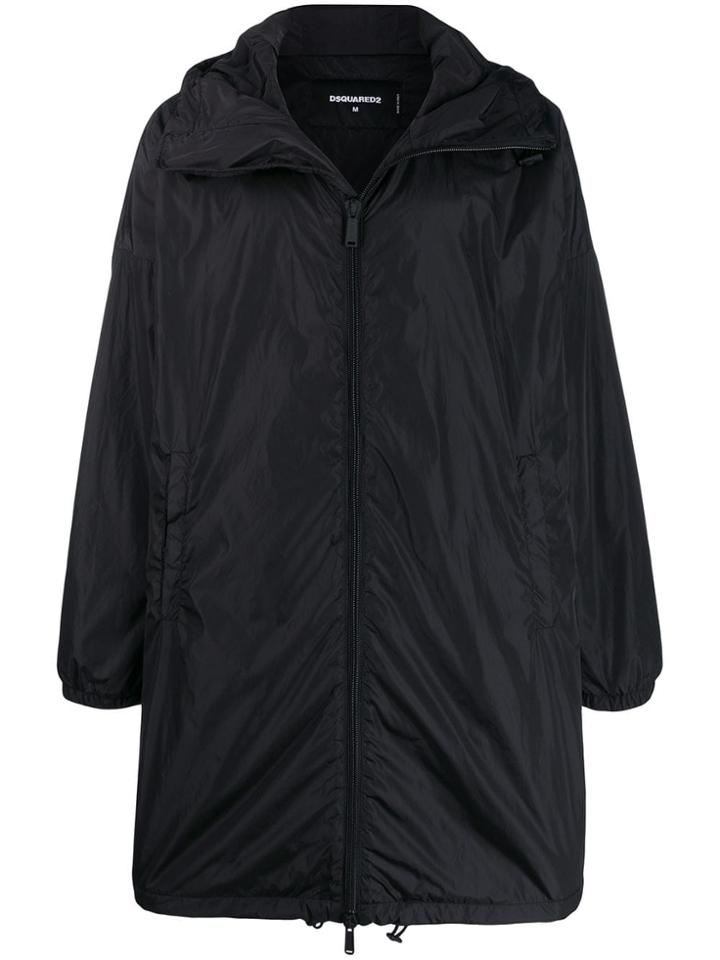 Dsquared2 Brand Biography Print Rain Coat - Black