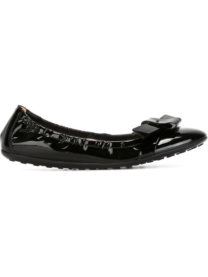 Tod S Bow Detail Ballerinas, Women's, Size: 39.5, Black, Calf Leather/leather/rubber