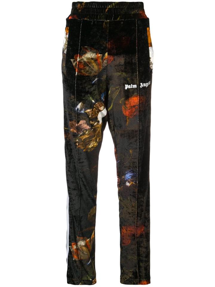 Palm Angels Printed Velvet Track Pants - Black