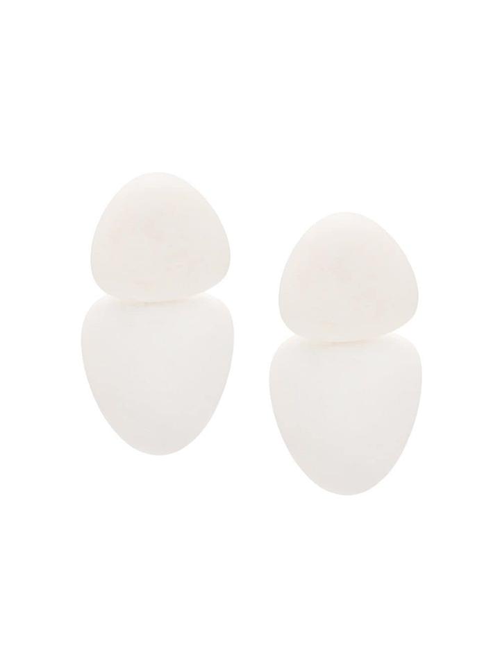 Monies Linked Chip Clip-on Earrings - White