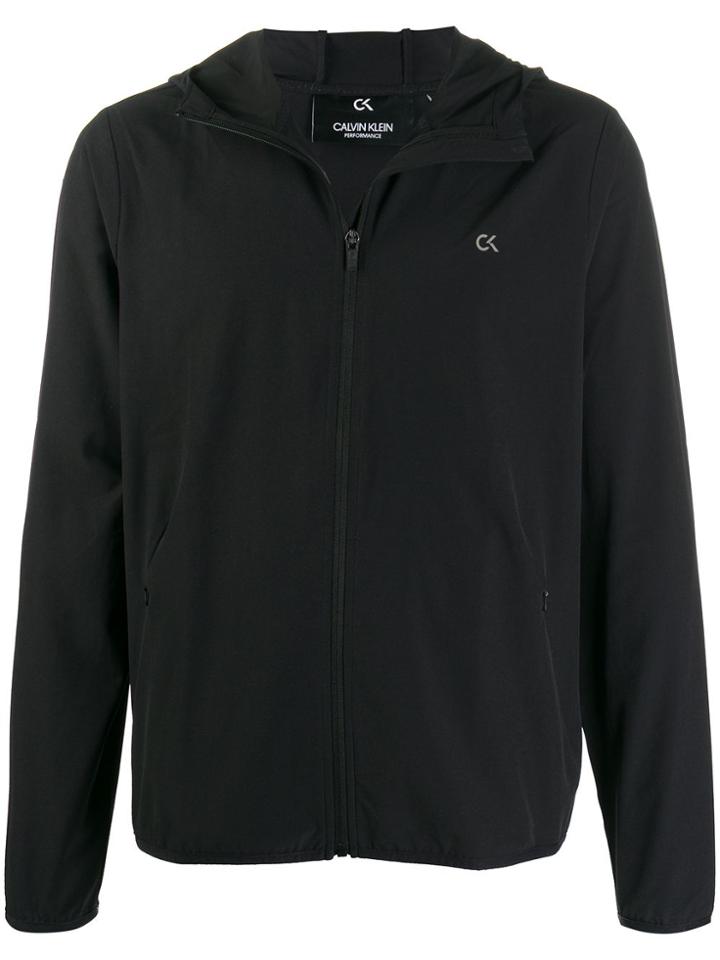 Calvin Klein Logo Print Hooded Jacket - Black