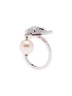 Miu Miu Crystal Embellished Cat Ring - Metallic