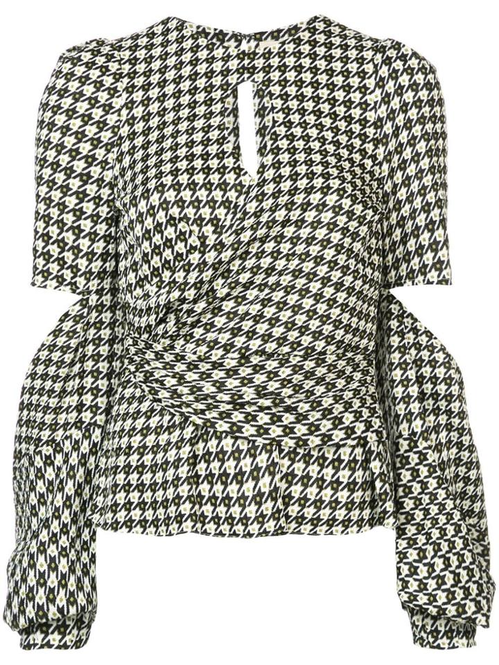 Hellessy Celeste Keyhole Blouse With Cutout Lantern Sleeve - Black