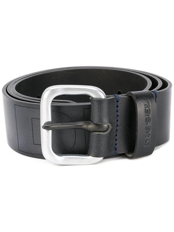 Diesel - Impressed Belt - Men - Calf Leather - 85, Black, Calf Leather