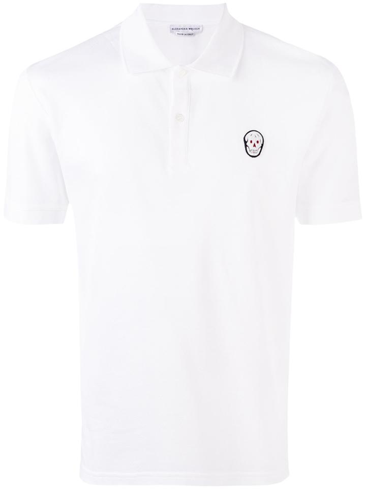 Alexander Mcqueen Skull Embroidered Polo Top - White