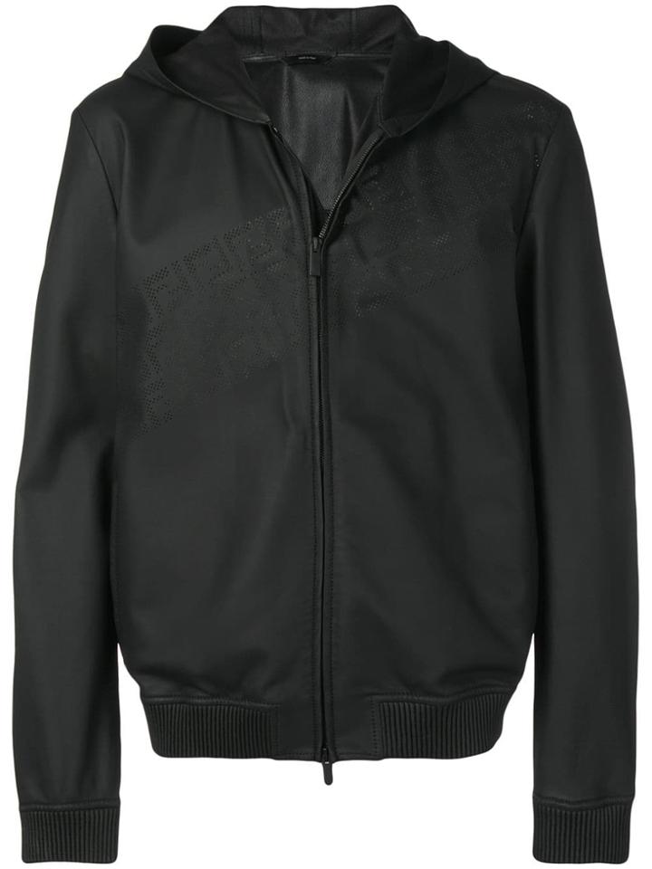 Fendi Leather Hooded Jacket - Black