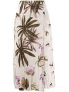 Vince Asymmetric Floral Print Skirt - Neutrals