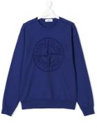 Stone Island Junior Teen Logo Embroidered Sweatshirt - Blue