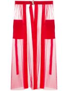 Loulou Tulle Midi Skirt - Red