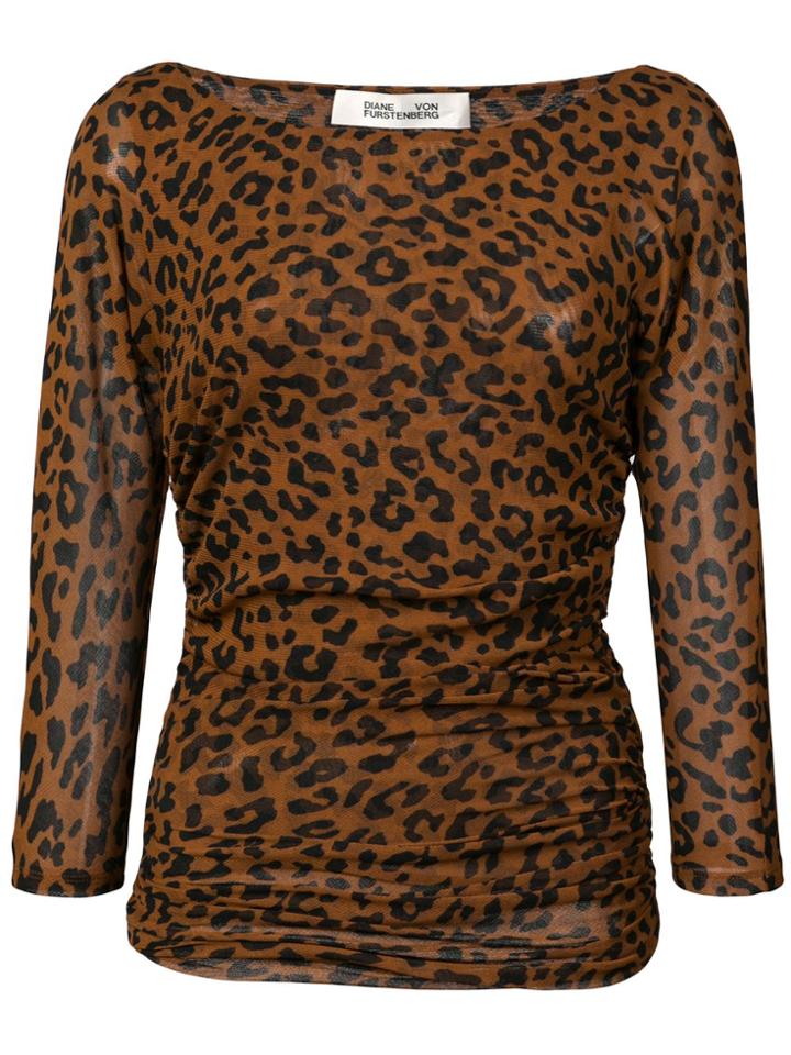 Dvf Diane Von Furstenberg Ruched Leopard Print Top - Brown