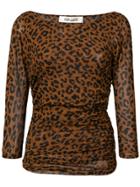 Dvf Diane Von Furstenberg Ruched Leopard Print Top - Brown
