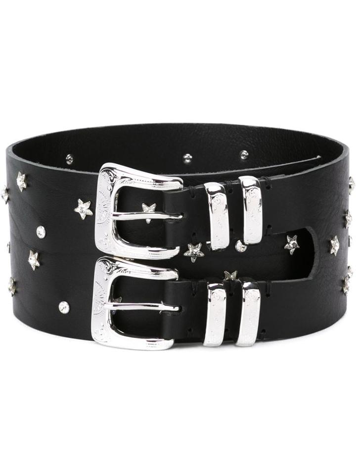 Faith Connexion 'star Waist' Belt, Women's, Size: Medium, Black, Calf Leather/brass