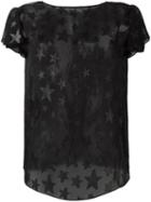 Saint Laurent Star Embroidered Top, Women's, Size: 36, Black, Silk/polyamide