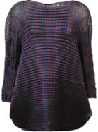 Issey Miyake 'grid Pleats' Blouse, Women's, Size: 2, Blue, Polyester