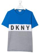Dkny Kids Teen Colour Block Logo T-shirt - Blue