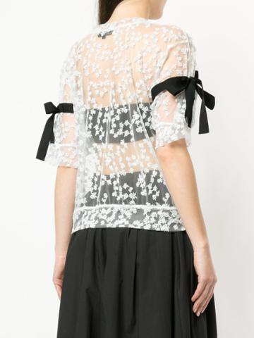 Miyao Ribboned Lace T-shirt - Blue