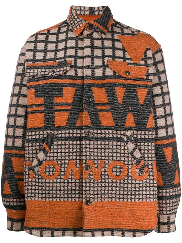Tom Wood Logo Embroidered Shirt Jacket - Orange